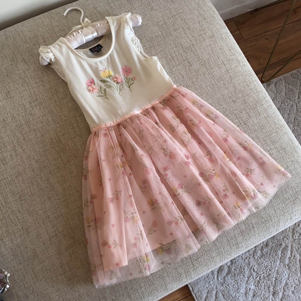 Darling floral pink fit and flare dress 6x girls